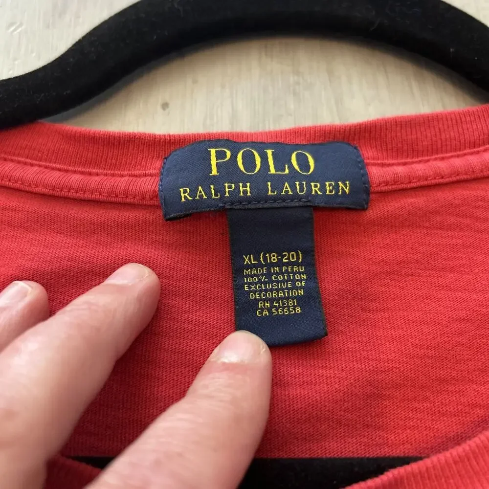 Vintage Polo Ralph Lauren Mountain Expedition Red Shirt RL Boys Sz XL 18 20